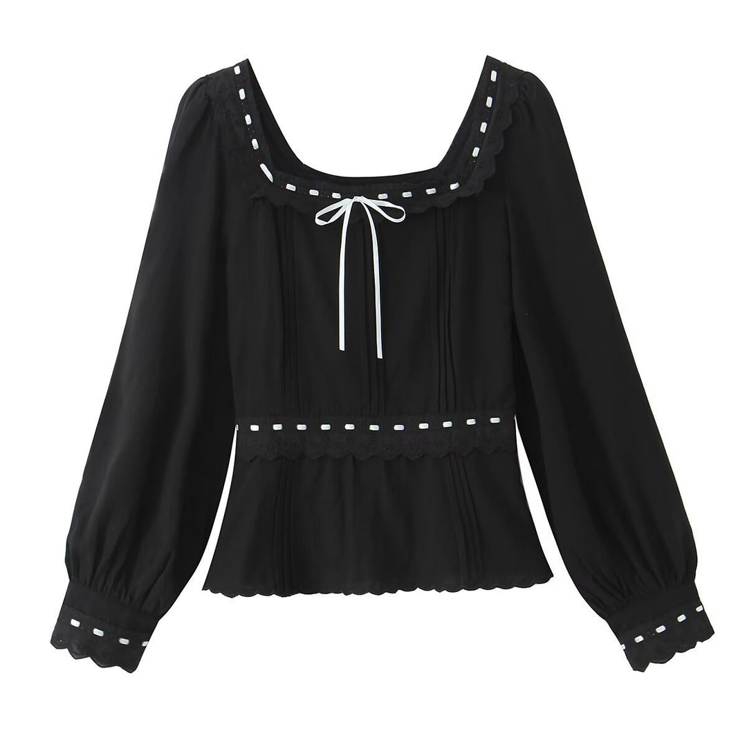 Femme Rüsch Peplum Bluse med bølget detalje Stilla
