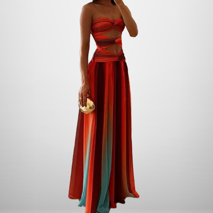 Dame Boho-Chic Maxikjole med kreative Cut-Outs og flydende skirt Stilla