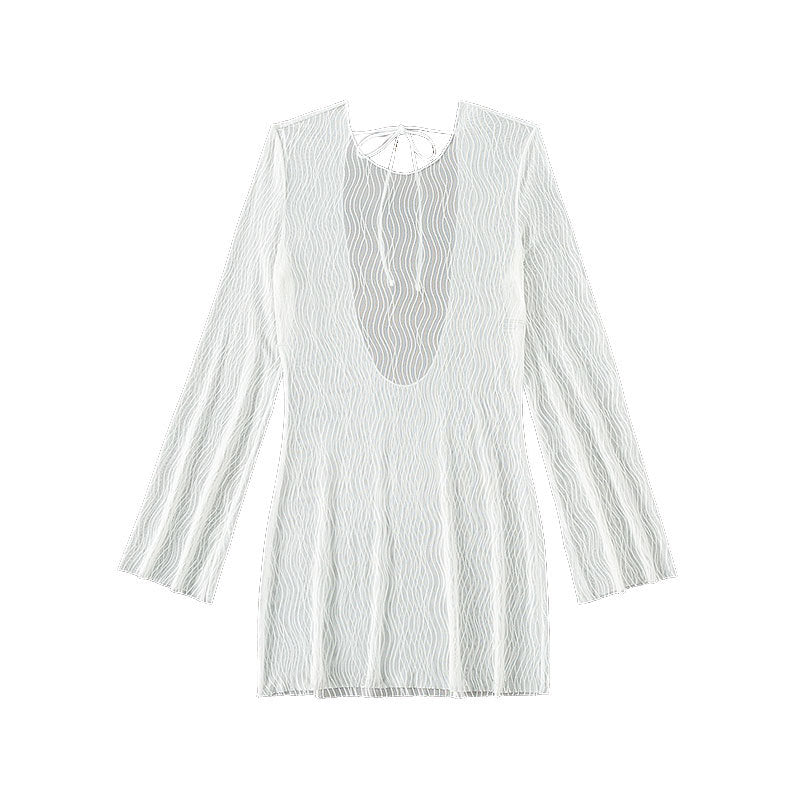 Dame transparent struktureret badedragt cover-up kjole Stilla