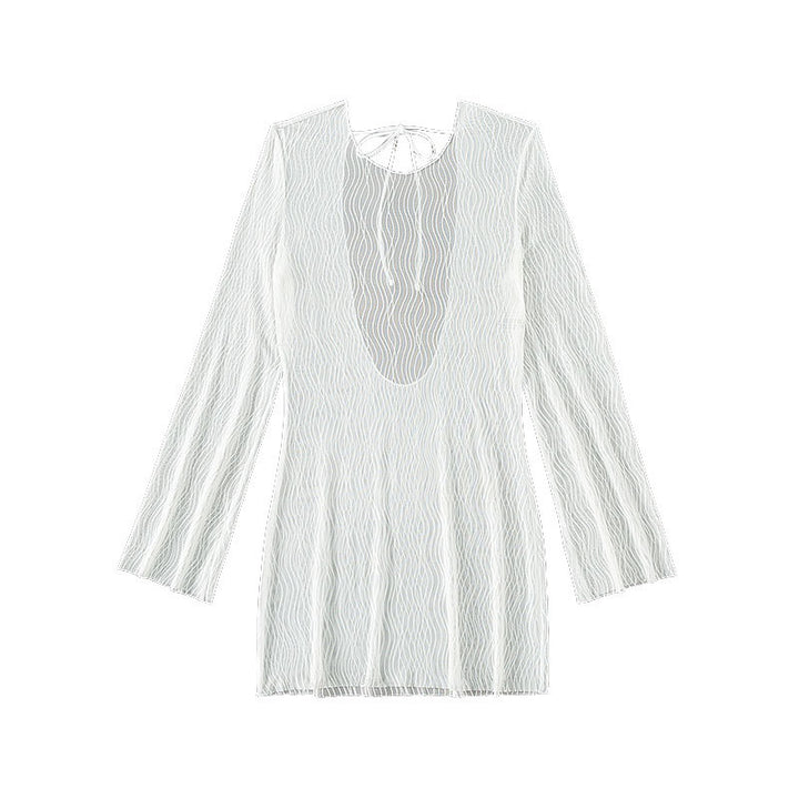 Dame transparent struktureret badedragt cover-up kjole Stilla