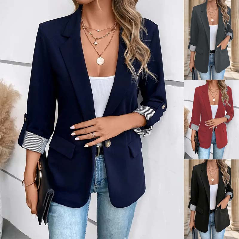Dame Elegant Blazer med struktureret stof og fashionable detaljer Stilla