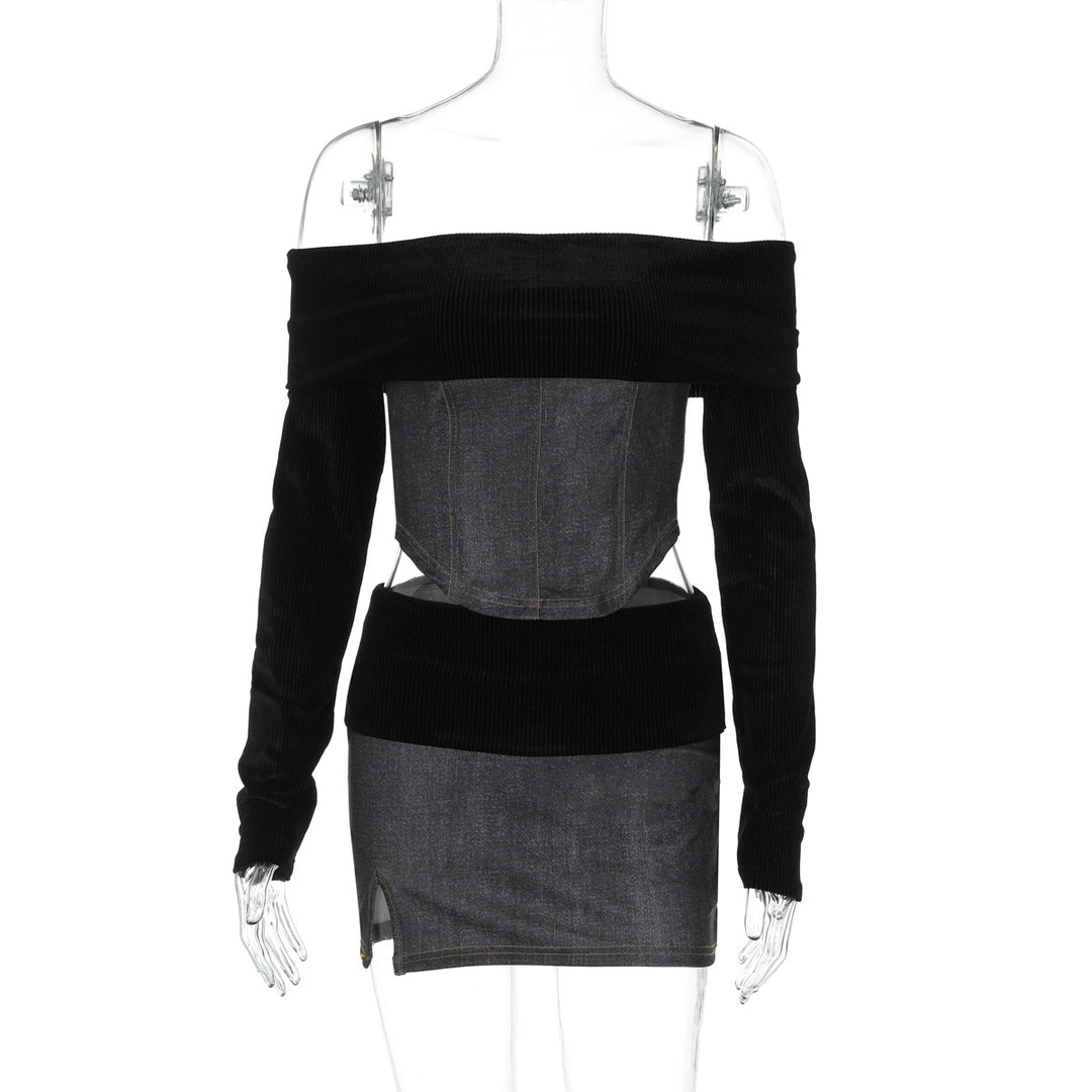 Dame Off-Shoulder Jeanskjole med figursyet design og raffinerede detaljer Stilla