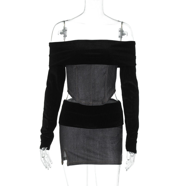 Dame Off-Shoulder Jeanskjole med figursyet design og raffinerede detaljer Stilla