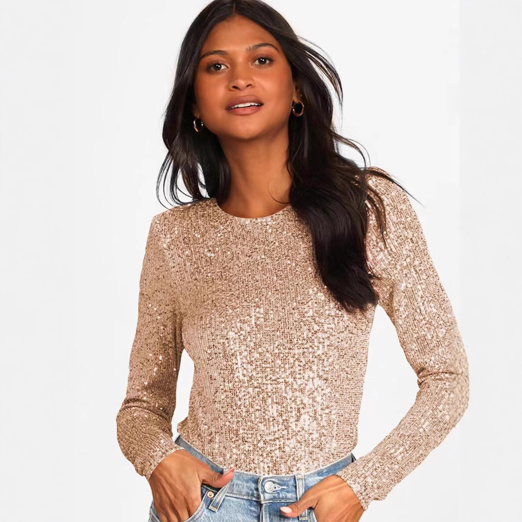 Dame Glitrende Body med lange ærmer og elegant design Stilla