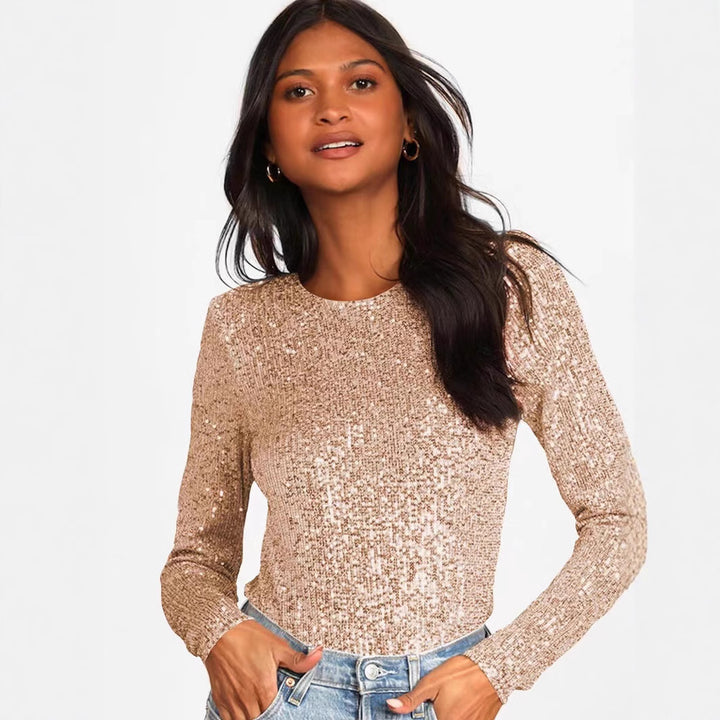 Dame Glitrende Body med lange ærmer og elegant design Stilla