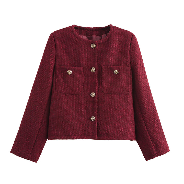 Femme Textured Tweed-Jakke med Frontlommer Stilla