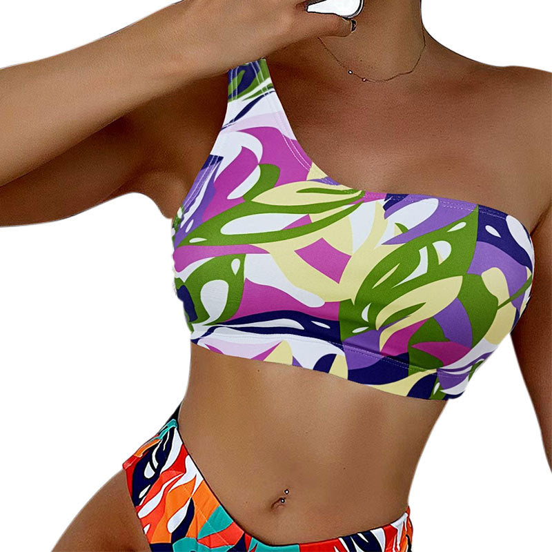 Dame Einseitig Bikini-top med stilfuldt mønster Skovae