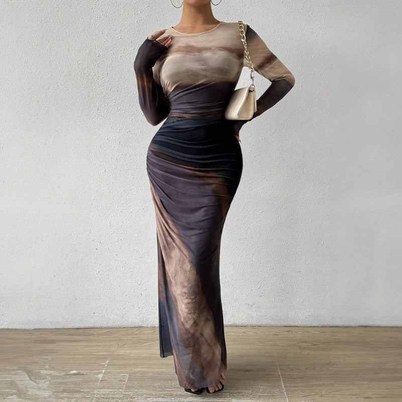 Damer Elegant Maxikjole med moderne farvegradient og figursyet snit Stilla