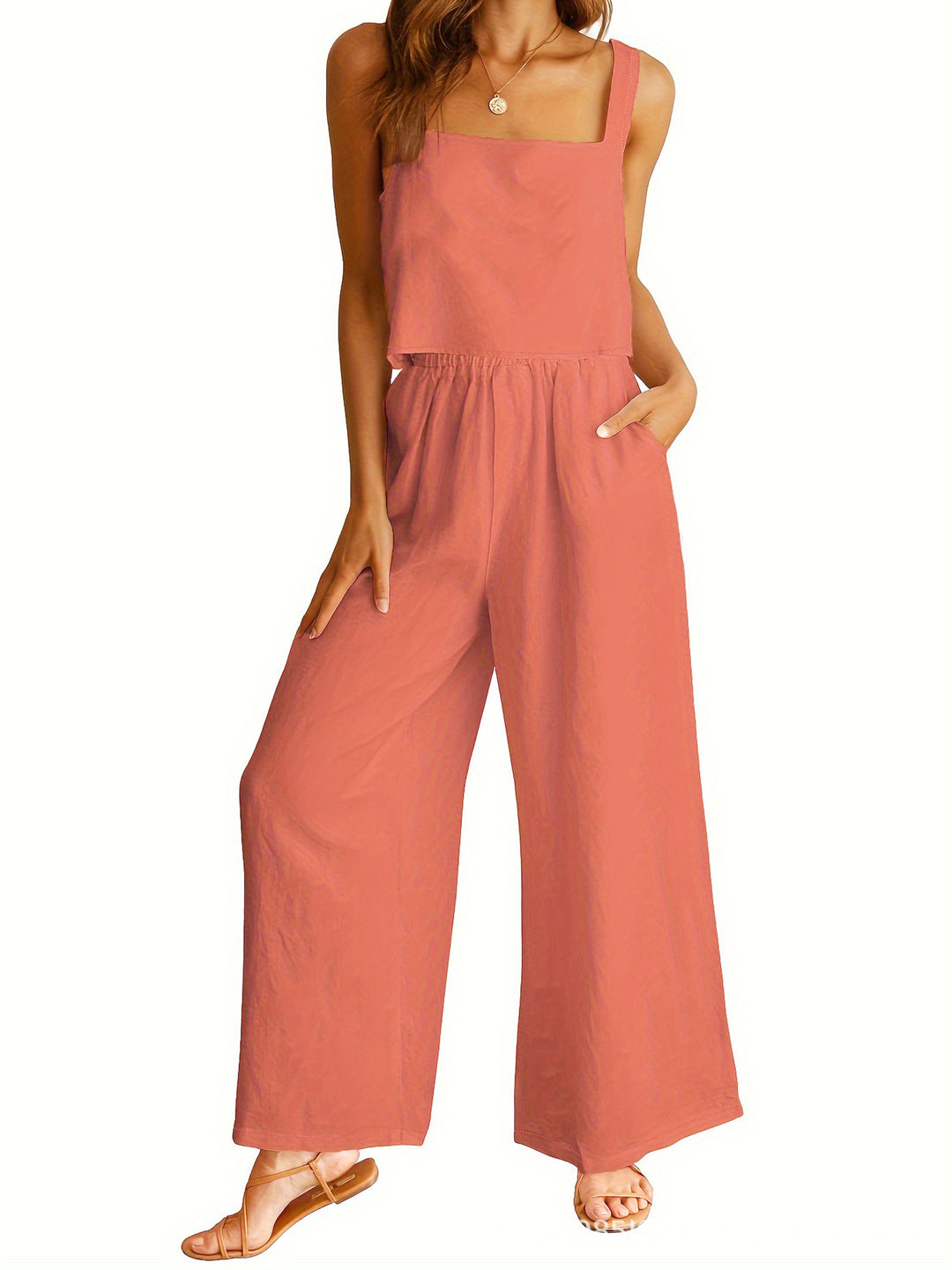 Dame jumpsuit med brede ben og praktiske lommer Stilla