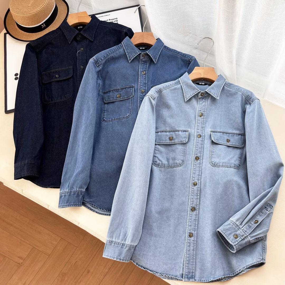 Kvinders afslappede denimskjorte bluse med brystlommer Stilla