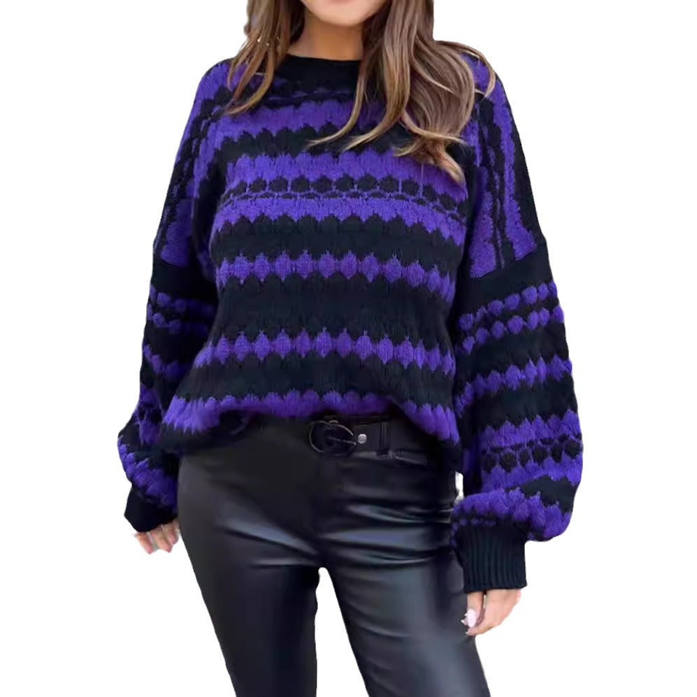Kvindernes trendy chunky strik sweater i moderne mønster med løse ærmer Stilla