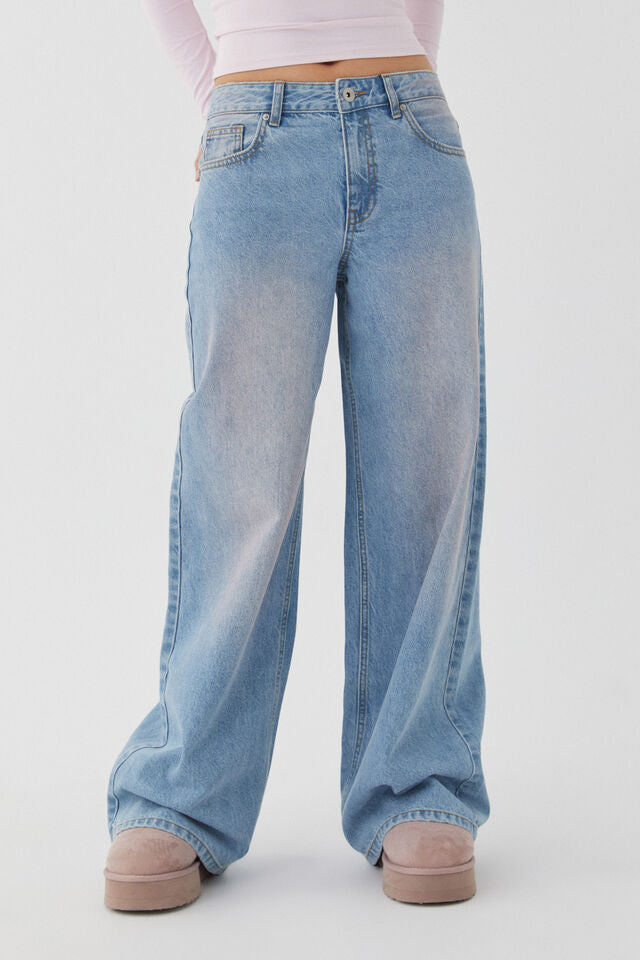 Dame brede jeans i afslappet snit med høj talje Stilla