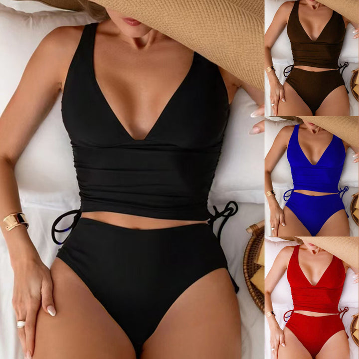 Dame Rynk Høj Talje Bikini Sæt Stilla