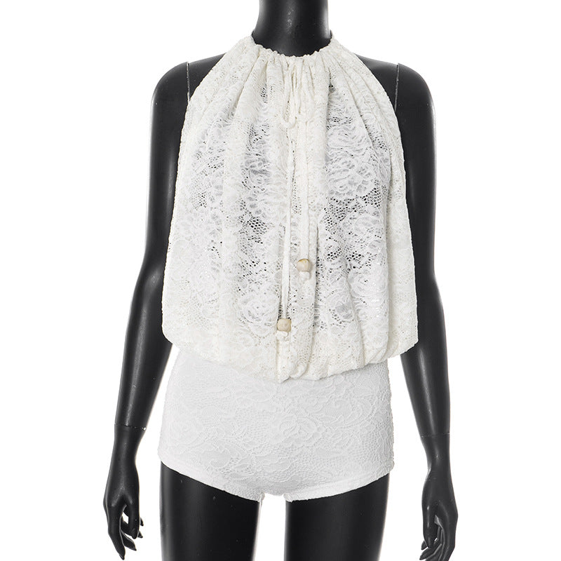 Dame blonde bluse med elegante ruffle detaljer Stilla