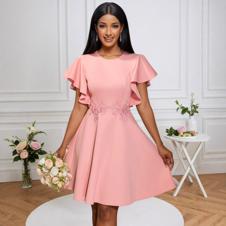 Dame Chic Volantkjole med florale applikationer Skovae