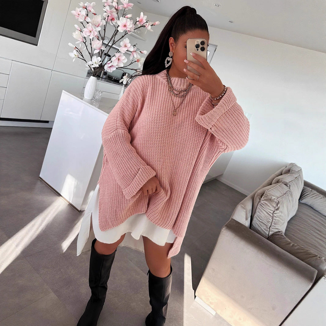Kvindernes oversized strikket pullover med afslappet snit og bredeskårne ærmer Stilla