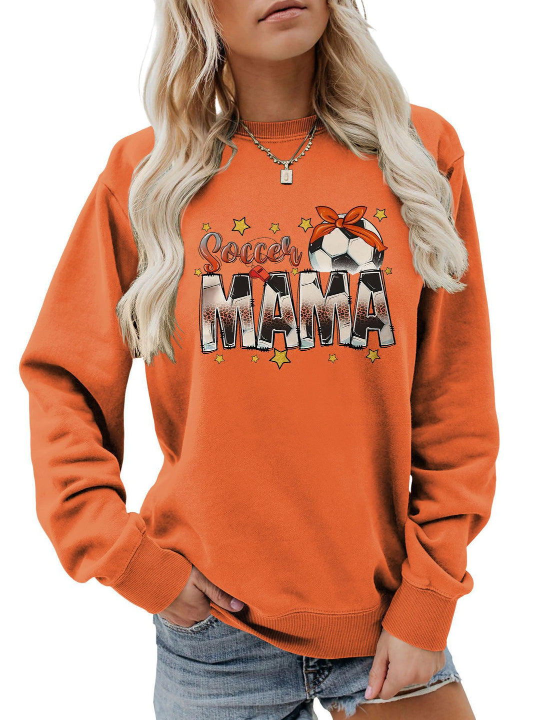 Kvinders sweatshirt med iøjnefaldende "Soccer Mama" print og behagelig pasform Stilla