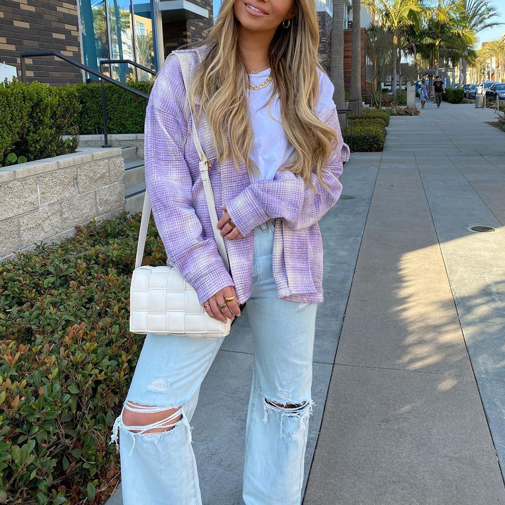 Damer Oversized Skjorte i ternet design Stilla