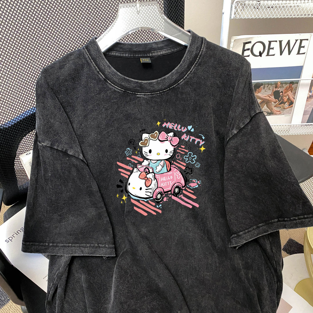 Dame Oversized T-shirt med Hello Kitty motiv Stilla