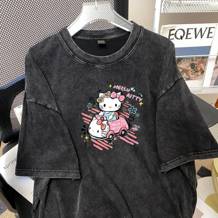 Dame Oversized T-shirt med Hello Kitty motiv Stilla