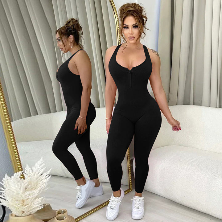 Dame Sporty jumpsuit med smart lynlås og fleksibel pasform Stilla