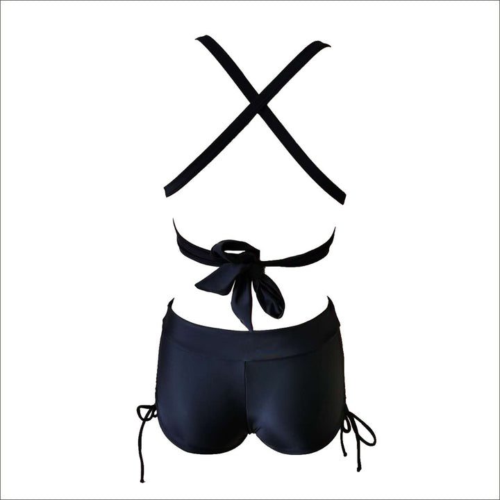 Dame bikini-sæt med dyb V-udskæring og sportive shorts Stilla