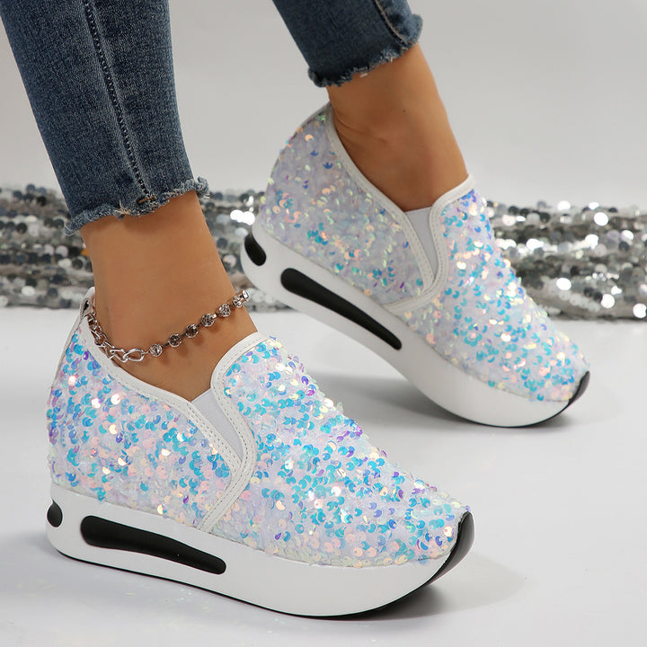 Dame Wedge-sneaker med glitrende palietter og skridsikker sål Stilla