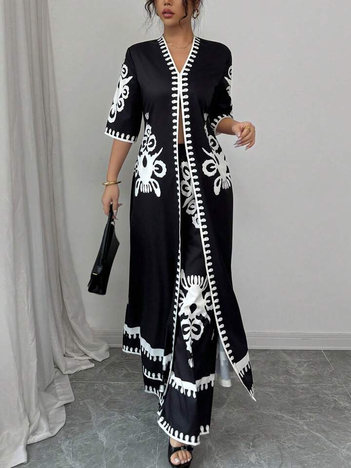 Dame broderet Kaftan-kjole Stilla