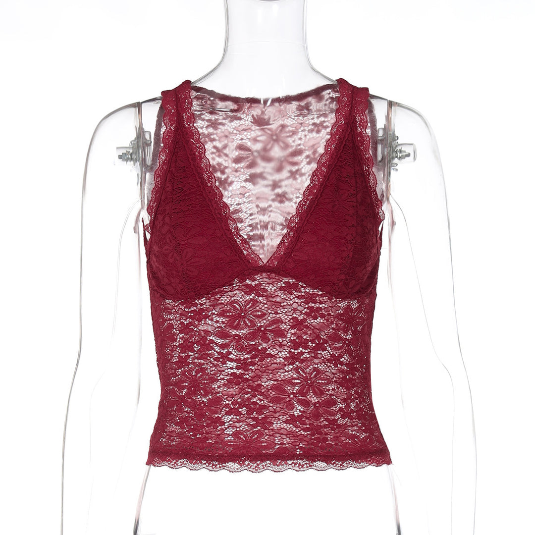 Dame spids-crop-top med fristende V-udskæring og elegante accenter Stilla
