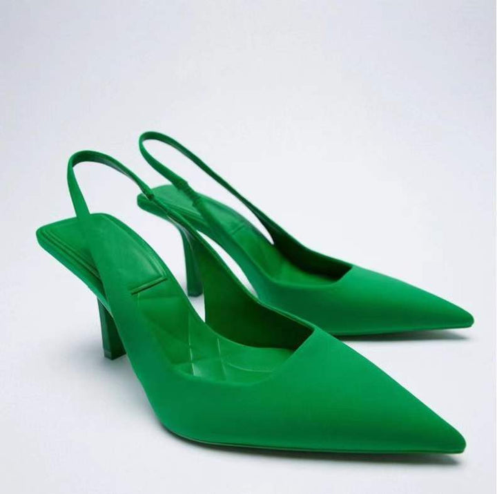 Dame Slingback Pumps med elegant dyb V-udskæring og stiletto hæl Stilla