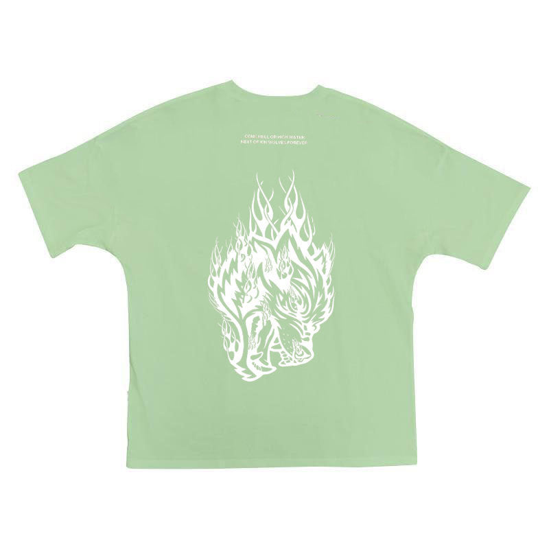 Herrer Grafik T-shirt med iøjnefaldende ulvedesign og løs pasform Stilla