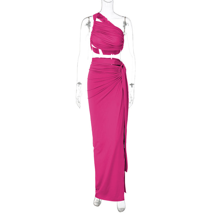 Dame Raffineret en-dels sæt med asymmetrisk snit og elegant drapering Stilla