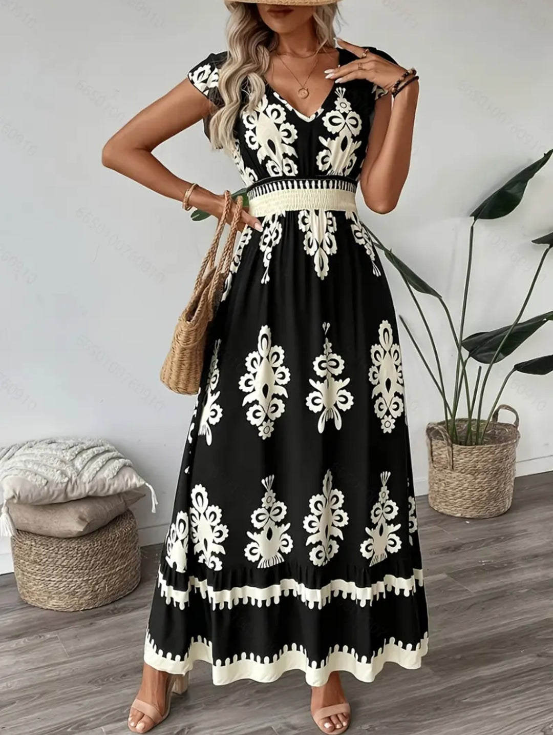 Damer Bohemian Broderet Maxi Kjole Stilla