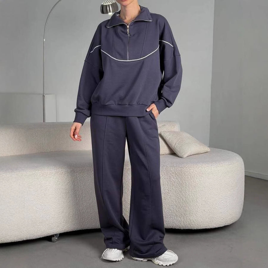 Dame sporty sweat suit sæt med halvlukning og afslappet pasform Skovae