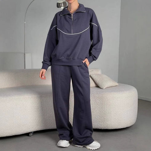 Dame sporty sweat suit sæt med halvlukning og afslappet pasform Skovae