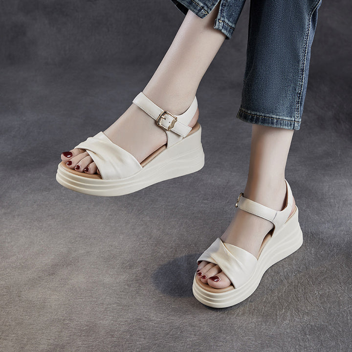 Dame Chic Plattform Slide Sandaler med justerbar ankelrem Stilla