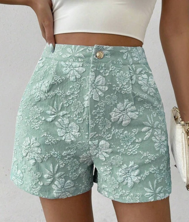 Dame Mode Shorts med blomsterbroderi Skovae