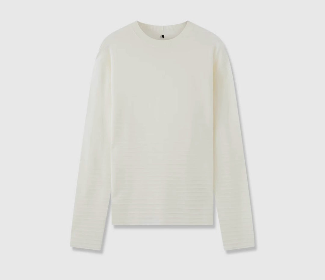Dame fint strikket langærmet t-shirt med rund halsudskæring og smal pasform Stilla