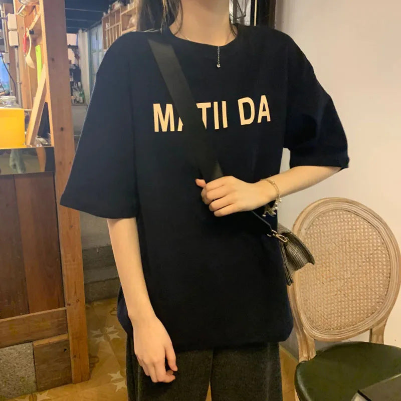 Kvindernes Behagelige T-Shirt med iøjnefaldende Bogstaver Stilla