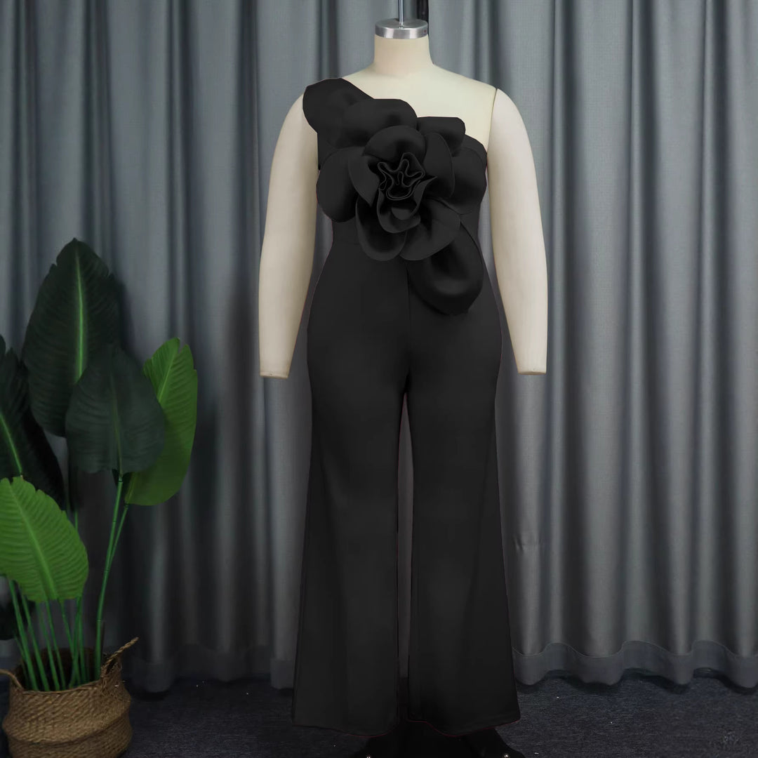 Damer Elegant Jumpsuit med blomsterdetalje på skuldrene Skovae