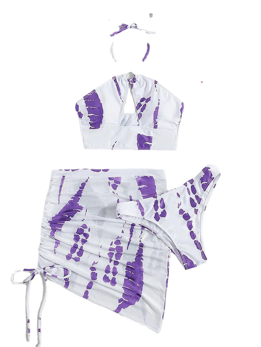 Dame bikiniset med trendy top og stilfuld omslagsskjørt Stilla