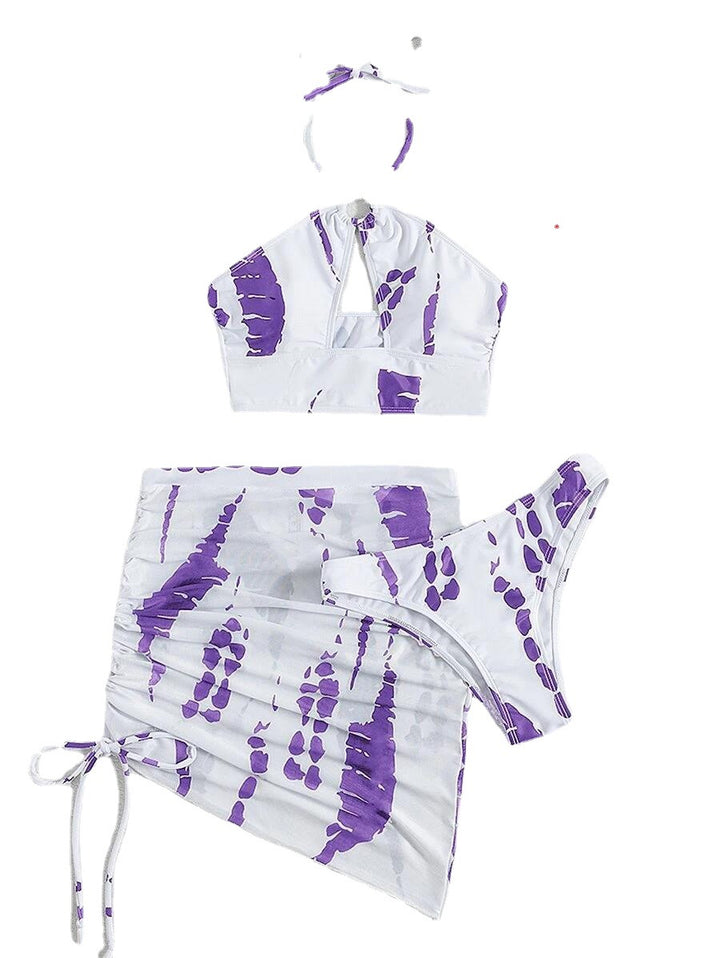 Dame bikiniset med trendy top og stilfuld omslagsskjørt Stilla