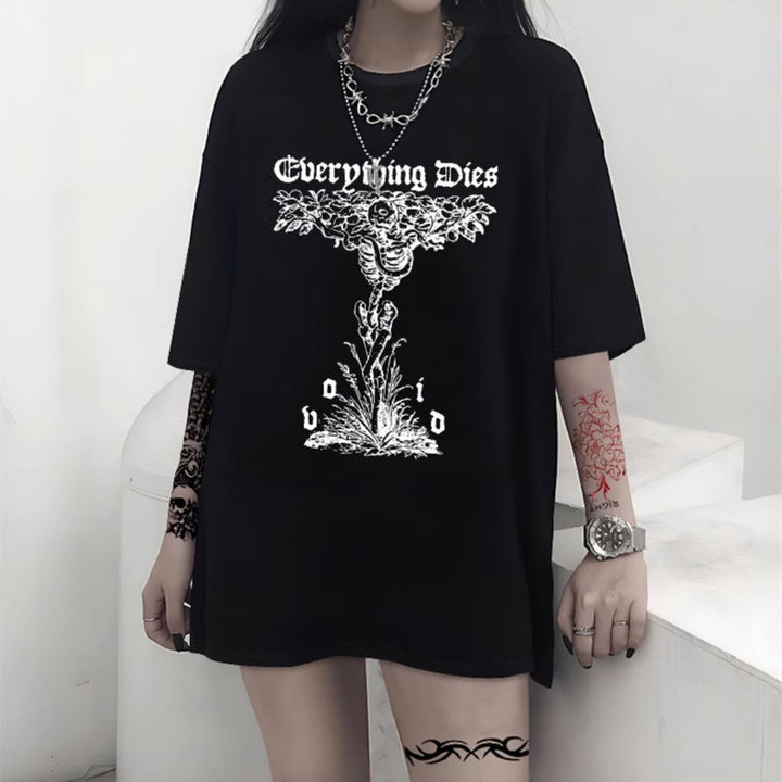 Dame Oversized T-shirt med dekorativt sløjfemotiv Skovae