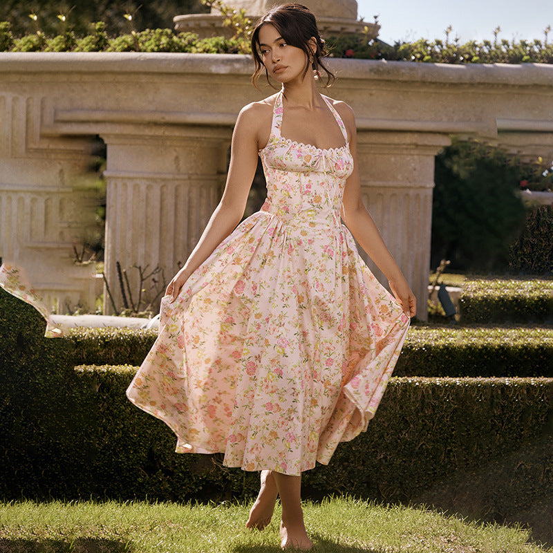 Dame Floral Print A-Linie Midi Kjole Stilla