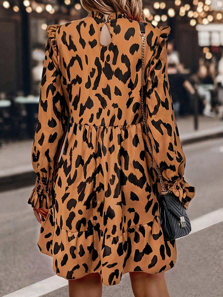 Femme Elegant Gradient Leopardskindsmønster Kjole Stilla