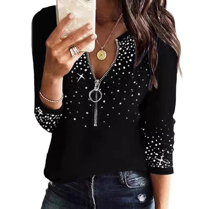 Stilla | Casual Printet Zip Langærmet T-shirt