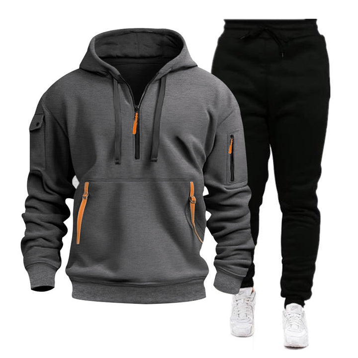 Herrer sporty fleece-sæt med moderne lynlås og praktiske lommer Stilla