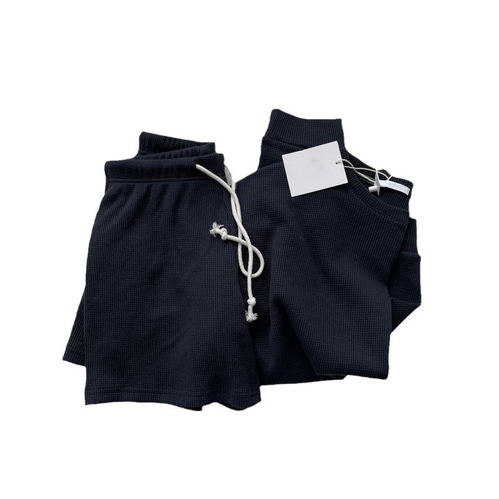 Femme Vaffelstrik Afslappet Loungewear Sæt Stilla