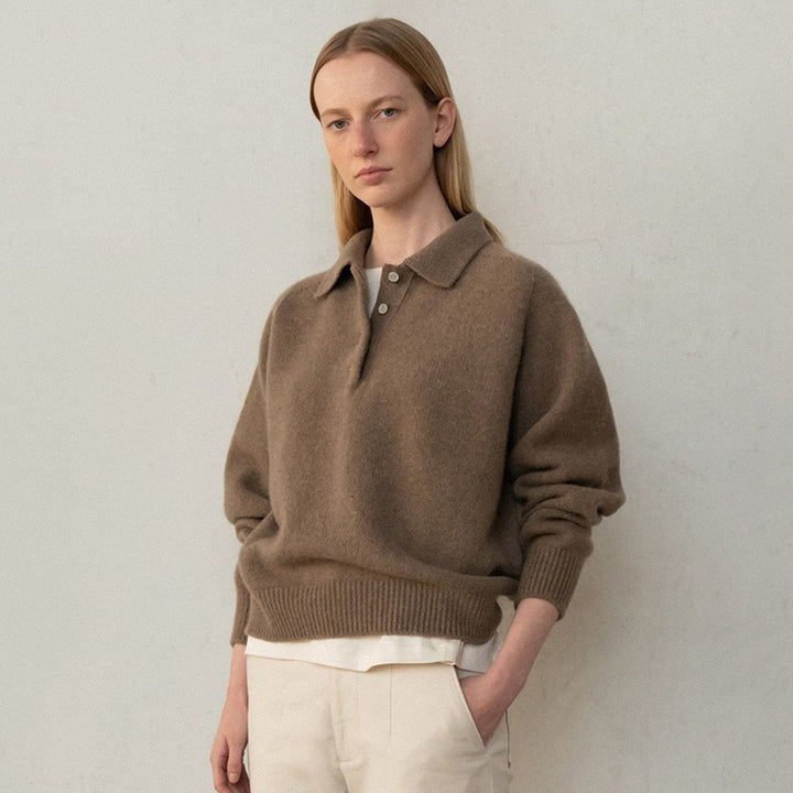 Dame Poloshirt i høj kvalitet cashmere-blanding med moderne snit Stilla