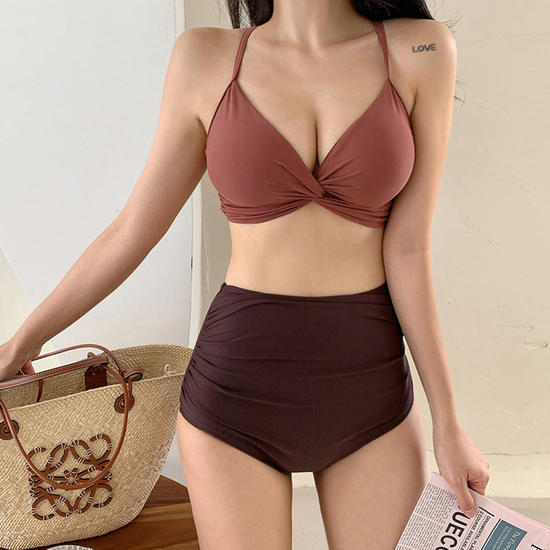 Dame Høj Talje Twist Front Bikini Sæt Stilla